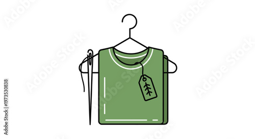 Green T Shirt on Hanger.