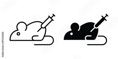 Animal testing icon symbol. Icon in flat style and line. Black and white