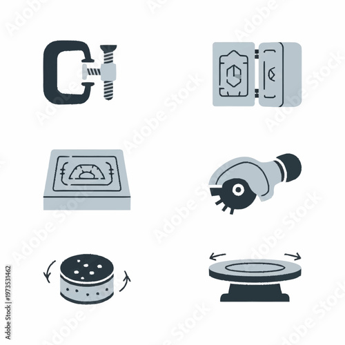 Collection of Industrial Tools and Equipment Icons.