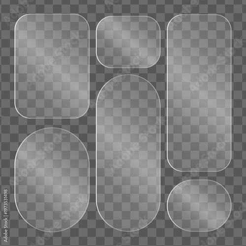 Transparent Glass Panels Set Vector Glossy Shapes Collection