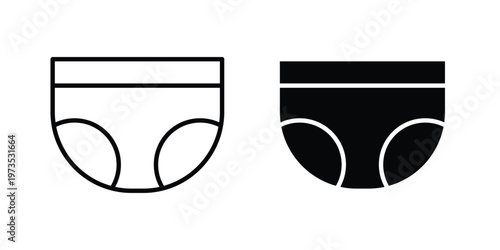 Baby diaper icon symbol. Icon in flat style and line. Black and white