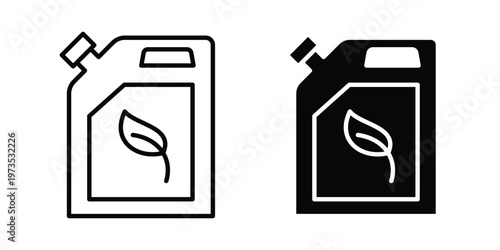 Biofuel icon symbol. Icon in flat style and line. Black and white