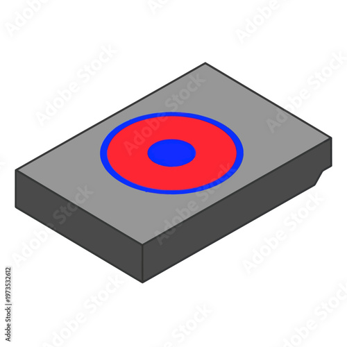 Isometric Illustration of a Circular Target on a Gray Block.
