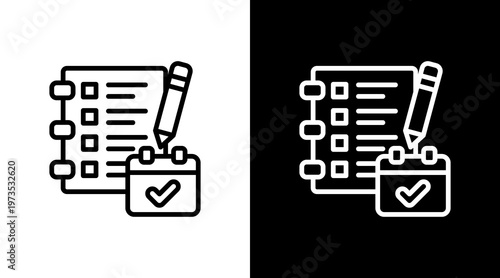 Daily Task Planner White Icon Set Design