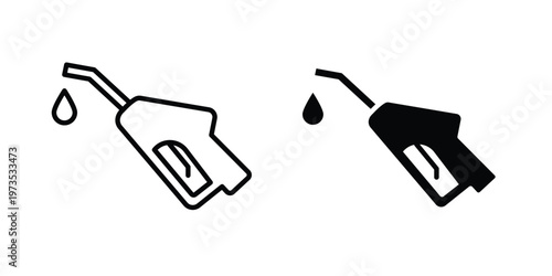 Car fuel icon symbol. Icon in flat style and line. Black and white