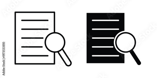 Case studies icon symbol. Icon in flat style and line. Black and white