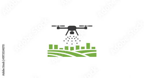 Drone spraying agricultural chemicals farm.