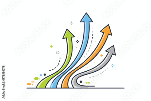 Diverse upward trajectories illustrating various paths to growth and success Vector