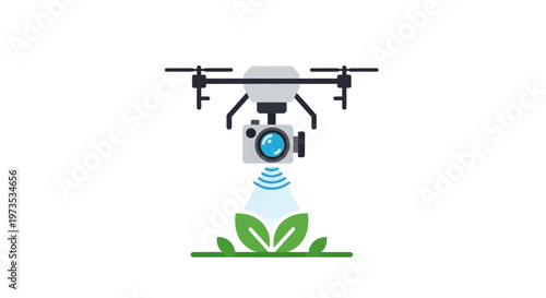 Drone with Camera Scanning Green Leaves.