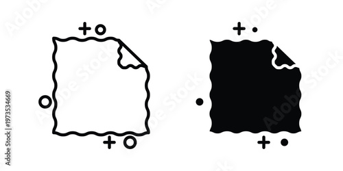 Cleaning cloth icon symbol. Icon in flat style and line. Black and white