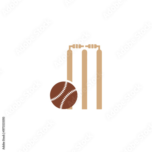 Cricket ball and wickets illustration.