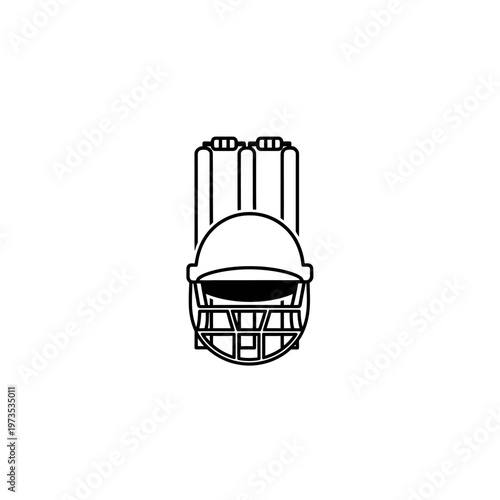 Cricket helmet and wicket illustration.