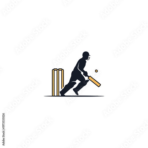 Cricket player in action with bat.