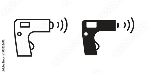 Contactless infrared thermometer icon symbol. Icon in flat style and line. Black and white