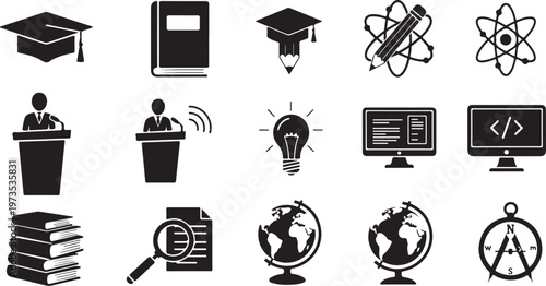 Education icons for learning and academic purposes online