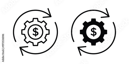 Cost optimization icon symbol. Icon in flat style and line. Black and white