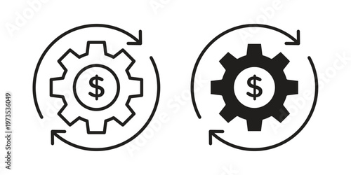 Costs optimization icon symbol. Icon in flat style and line. Black and white