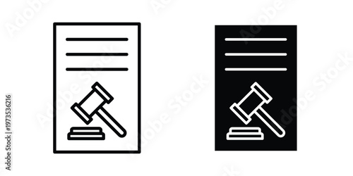 Court decision icon symbol. Icon in flat style and line. Black and white