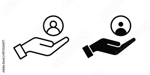 Customer retention icon symbol. Icon in flat style and line. Black and white