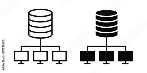 Data mining icon symbol. Icon in flat style and line. Black and white