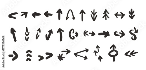 Hand-drawn style arrow icons in black, with a sketchy, informal look for creative applications.