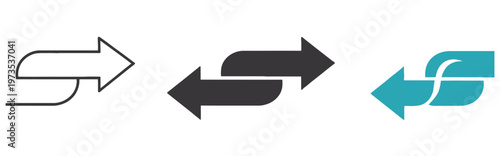 Interconnected arrow icons showing forward and backward movement in different styles