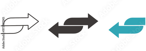 Interconnected arrow icons showing forward and backward movement in different styles