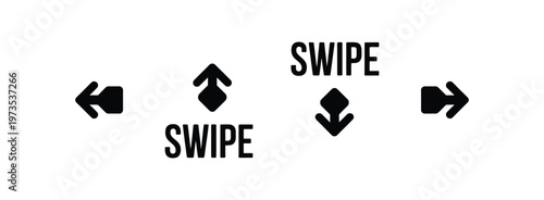 Set of four directional arrow icons with swipe text for navigation and interface design