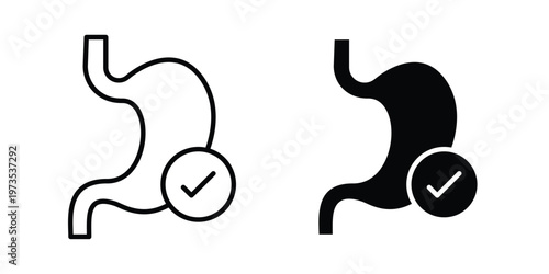 Digestion icon symbol. Icon in flat style and line. Black and white
