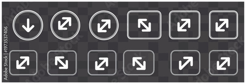 Set of circular and rounded square icons with arrows and download symbol