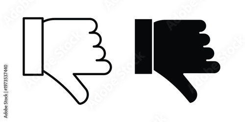Dislike icon symbol. Icon in flat style and line. Black and white