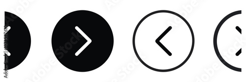 Set of circular icons with arrows indicating direction, including right and left movement symbols.