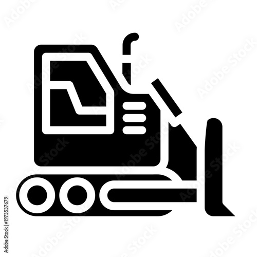 Buldozer icon glyph style vector graphic illustration. Suitable for website design, app, template.
