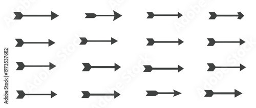 Collection of simple, solid arrows in various lengths and styles, all pointing to the right.