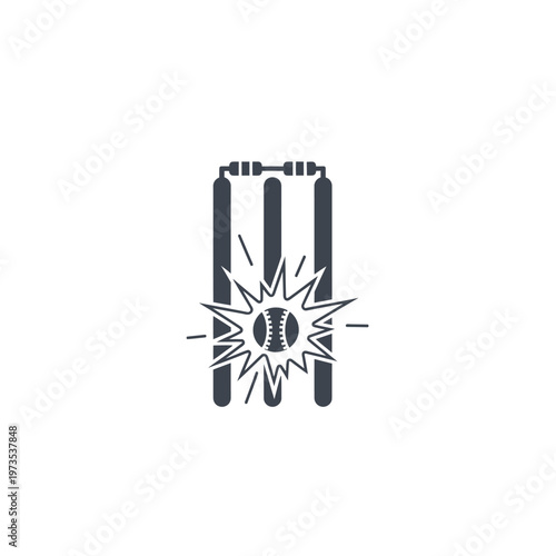 Cricket ball hitting wicket stumps.