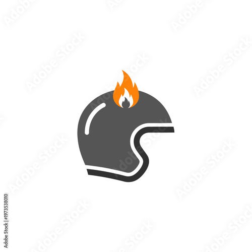 Motorcycle helmet with flame on top.