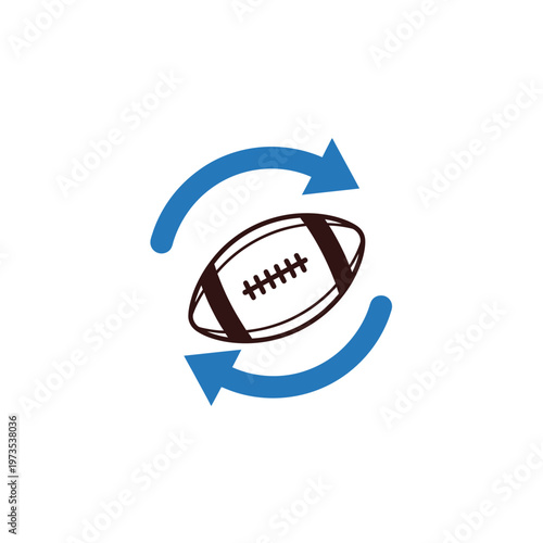 Rugby ball rotation movement graphic symbol.