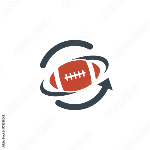 American football with circular motion graphic.
