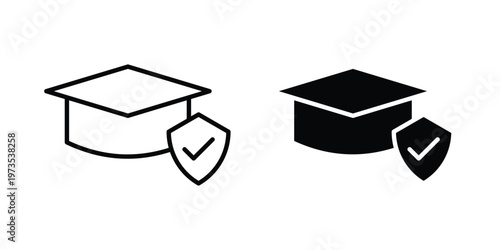 Education insurance icon symbol. Icon in flat style and line. Black and white