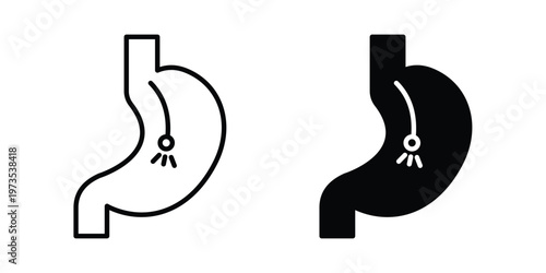 Endoscopy icon symbol. Icon in flat style and line. Black and white