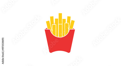 French fries in red container.