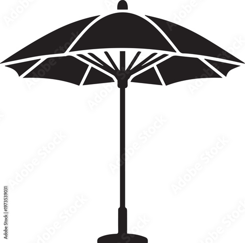 Open Beach Umbrella Sunshade Silhouette Vector