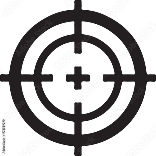 Black target icon, crosshair symbol, aiming sign, vector graphic