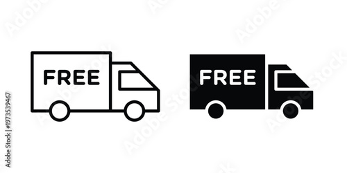 Free Shipping icon symbol. Icon in flat style and line. Black and white
