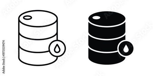 Fuel barrel icon symbol. Icon in flat style and line. Black and white