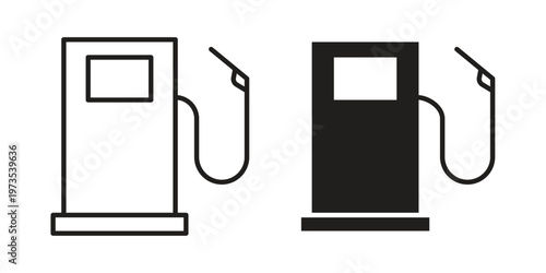 Gas station icon symbol. Icon in flat style and line. Black and white