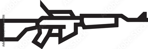 Rifle, assault rifle, gun, black silhouette, vector icon, weapon, firearm