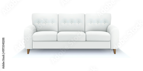 Modern textile sofa 3d render. Furniture for modern interior, minimalist design