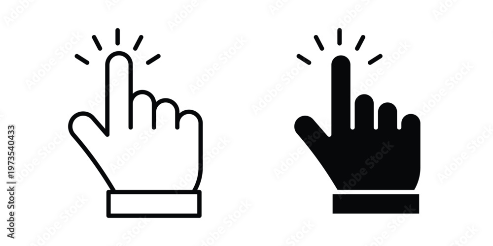 Fototapeta premium Hand click icon symbol. Icon in flat style and line. Black and white