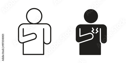 Heart attack icon symbol. Icon in flat style and line. Black and white